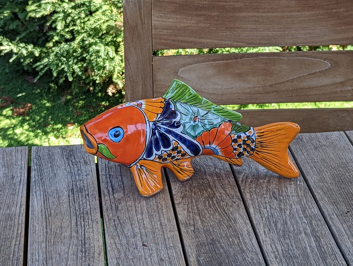 Talavera 10.5" Koi Fish Statue - Image 2