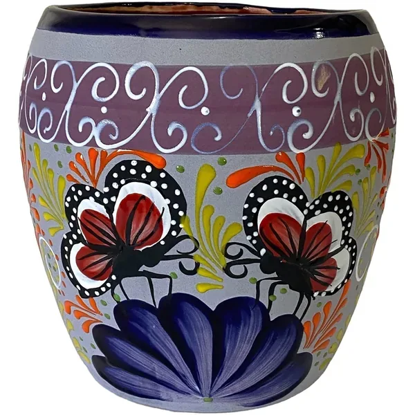 Talavera 12" Bella Especial Ovalo Pot Blue - Image 2