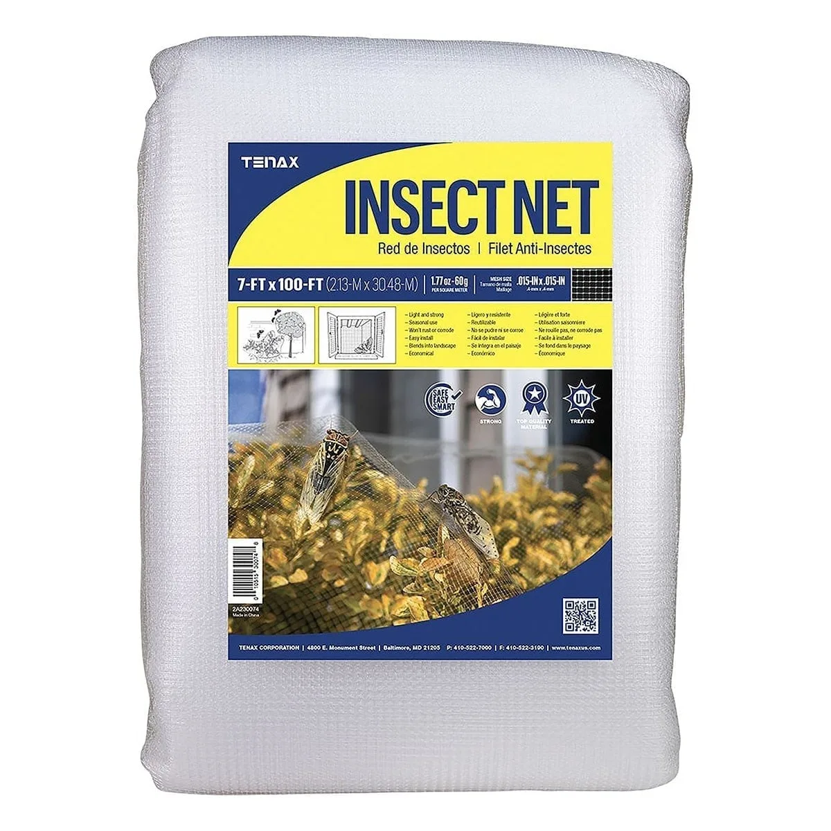 Tenax 7'x100' Insect & Cicada Net Clear.15"x.15" Mesh - Image 2