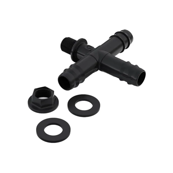 3/8" MPT w/ Nut & Gaskets - 3 Way 3/4" Barb