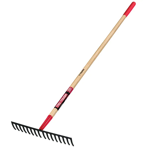 Truper Trutough 16 Tine Level Head Rake 6" Cushion Grip Wood Handle