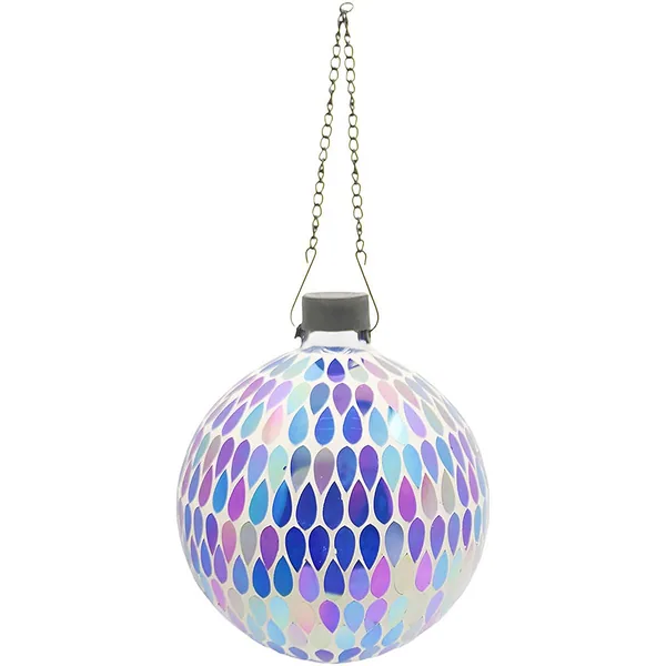 VCS 10" Iridescent Teardrop Tile Glass Globe w/ Hanging Chain