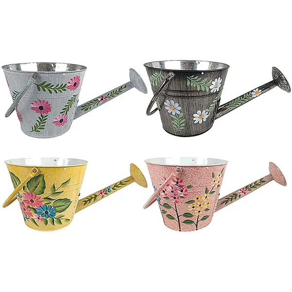 VCS 10" Watering Can Planter with Handle Handpainted Floral