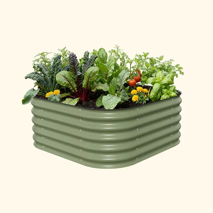 Vego Garden 17" 4 in 1 Modular Metal Raised Bed Olive Green - Image 2