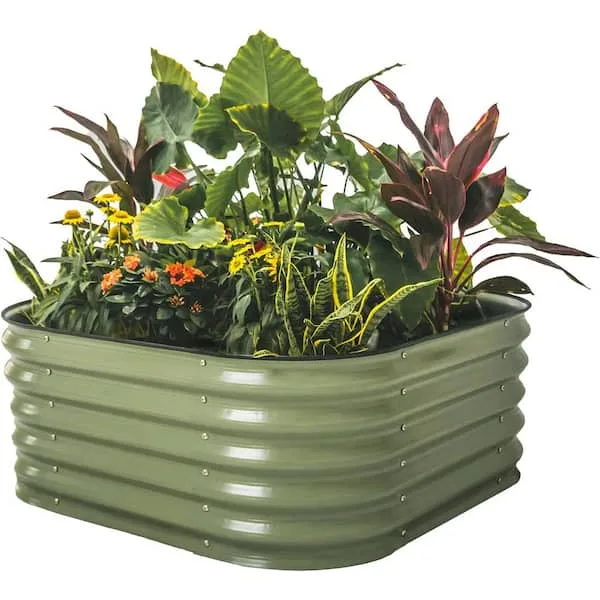 Vego Garden 17" 4 in 1 Modular Metal Raised Bed Olive Green - Image 3