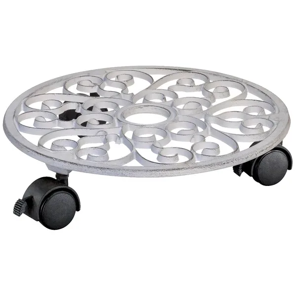Wagner White Cast Iron Plant Caddy - Image 2