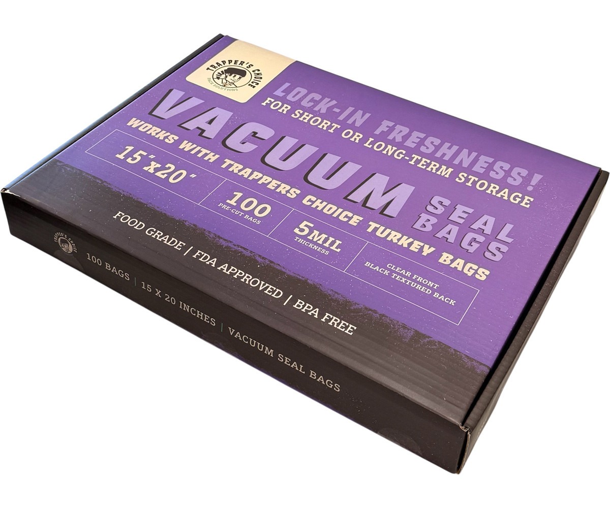 Trapper's Choice 15" x 20" Black/Clear Vacuum Seal Bags (5Mil) Pack of 100
